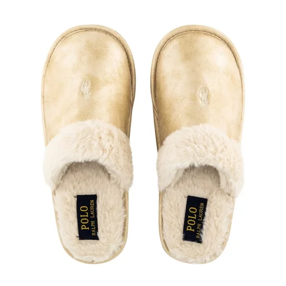 Polo Ralph Laurens Summit Scuff II Slippers in Gold Metallic w/ Cream - Picture 3 of 14